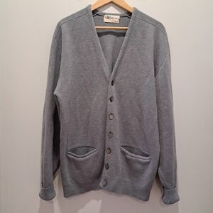 Vintage Gray Made In Canada Mr. Rogers Eclectic Grandpa Cozy Cardigan Sweater 2X